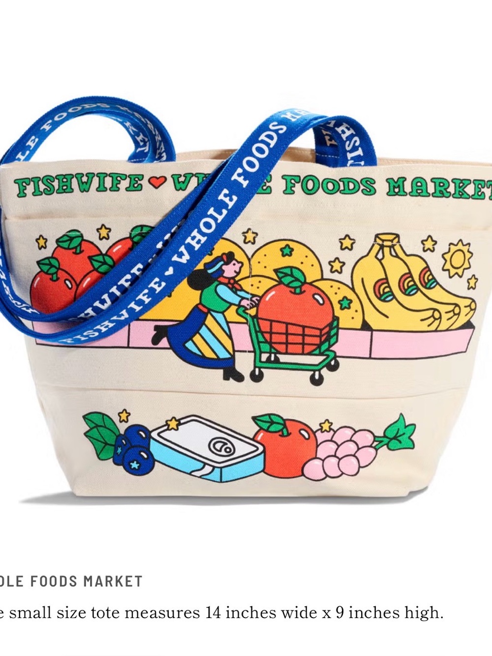 Whole Foods x Fishwife Limited Edition Reusable Tote Bag MD NWT Eclectic Boho